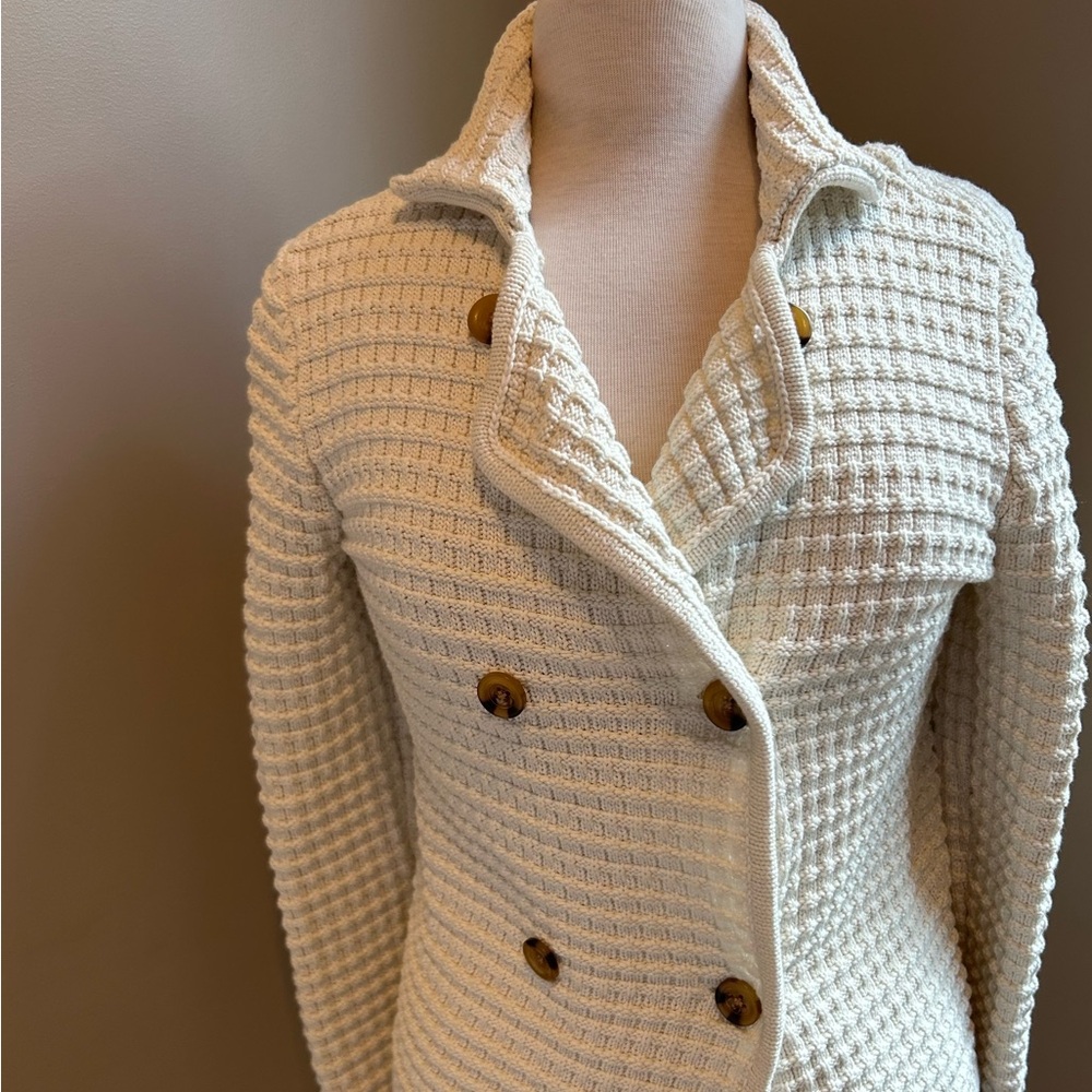 Ann Taylor Cream Double-Breasted Cardigan
